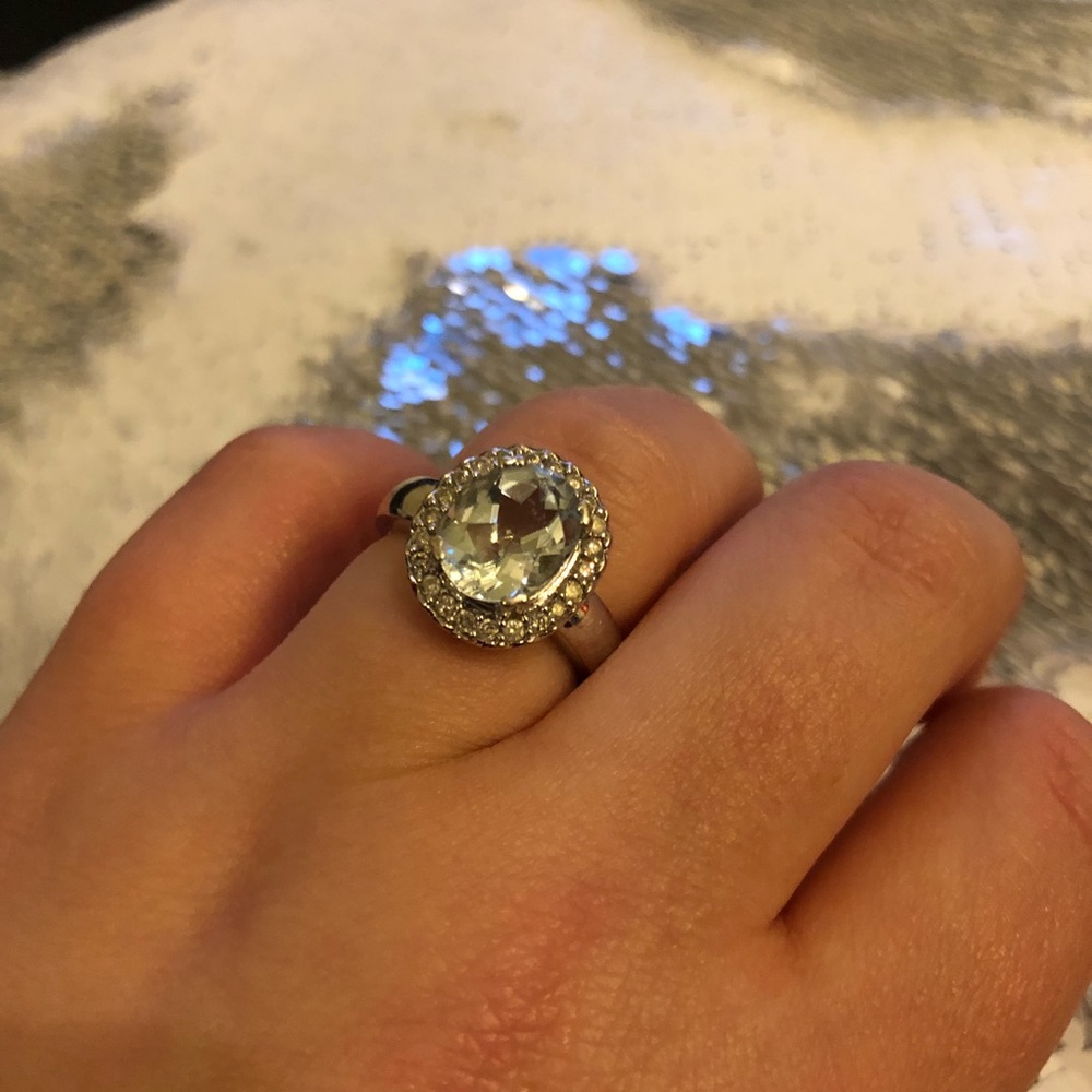 3.4 Carats Aquamarine Diamond White Gold Ring